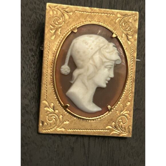 Antique Estate Victorian 18k Italian 750 Gold Hand Carved Shell Cameo Brooch - Picture 4 of 9